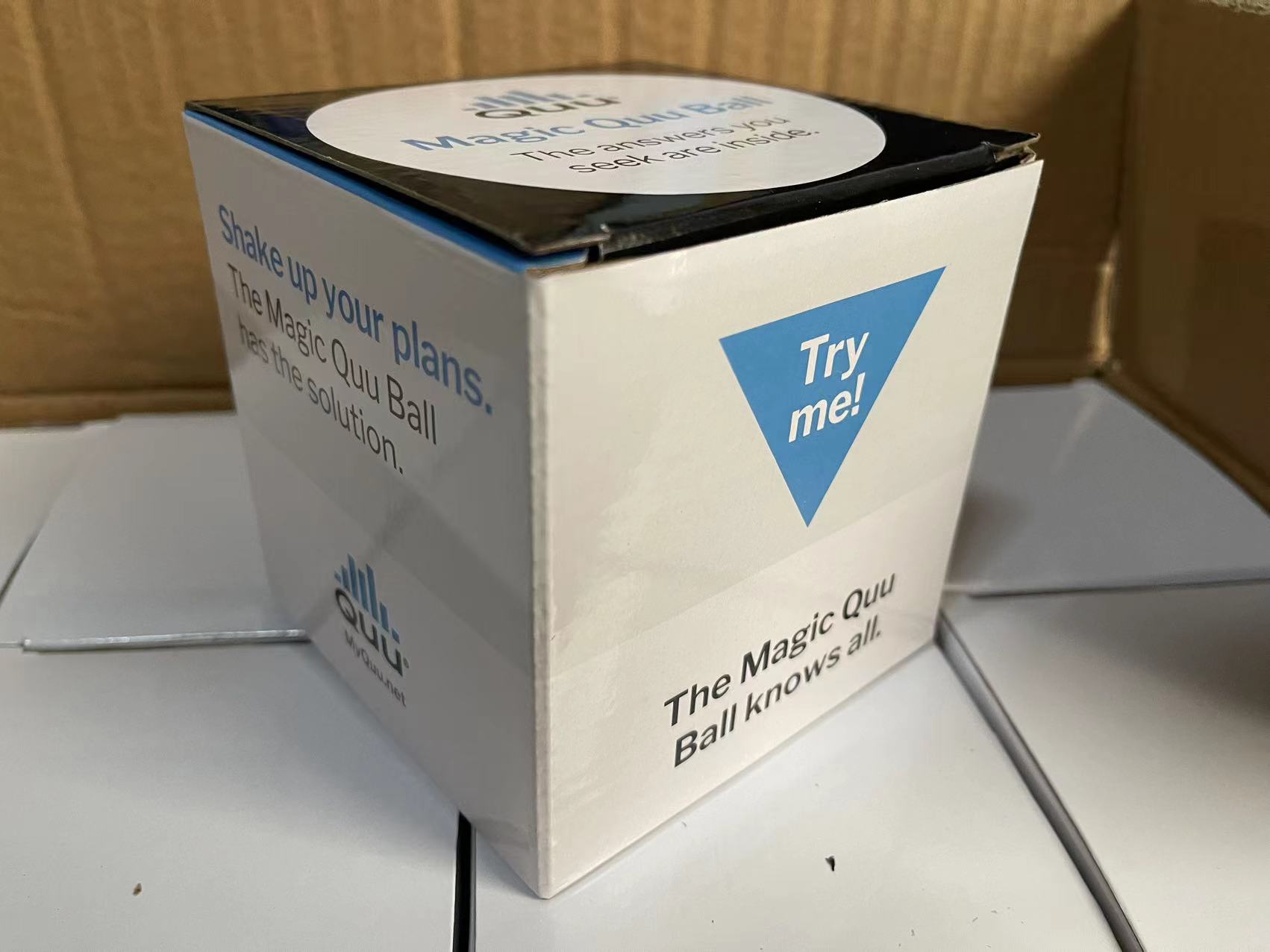 branded magic 8 ball with short custom message inside