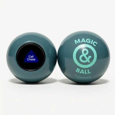 Custom Magic 8 Ball with logo and personalized answers for corporate branding