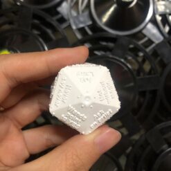 Branded 8 Ball floater text “Meet Us at Booth #208” in triangle display