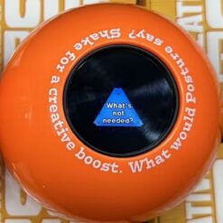 orange custom magic 8 ball with POSTURE logo 副本